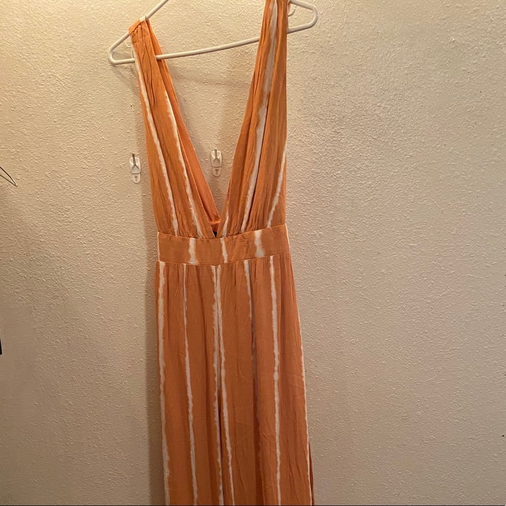 Plunging Striped Jumpsuit